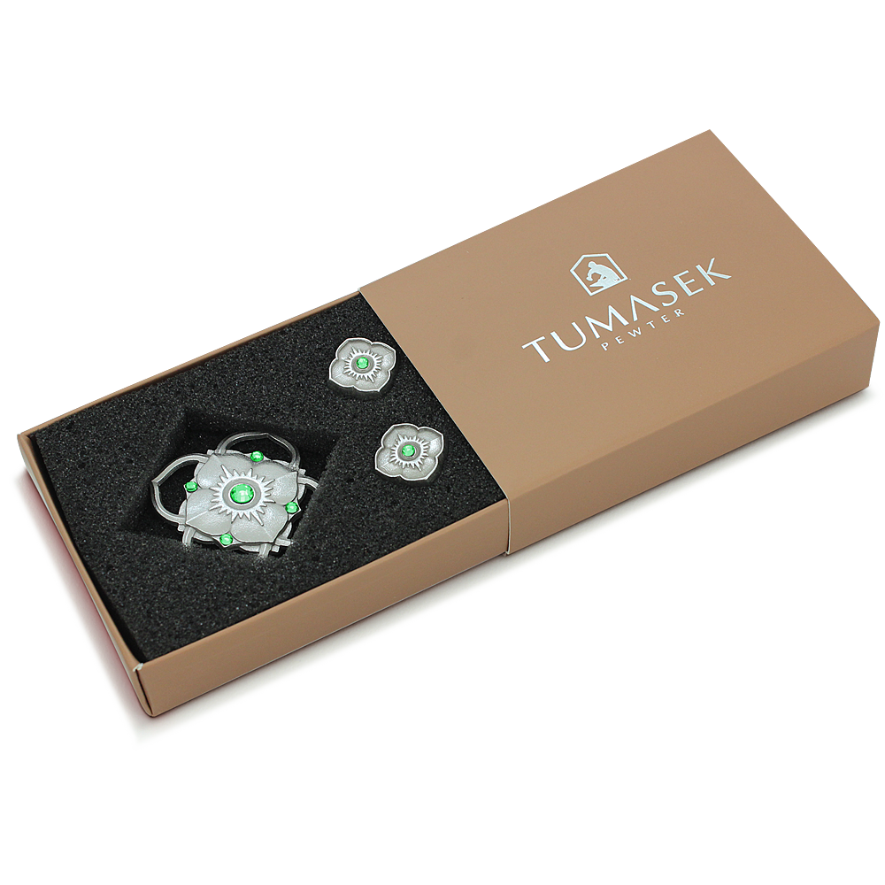 Cufflinks & Brooch - Kelopak Jambu Air (Green)