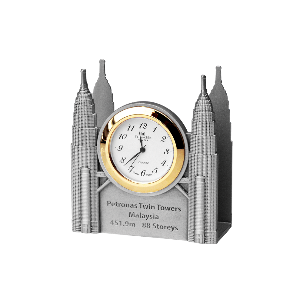 Table Clock/Card Holder -Twin Tower